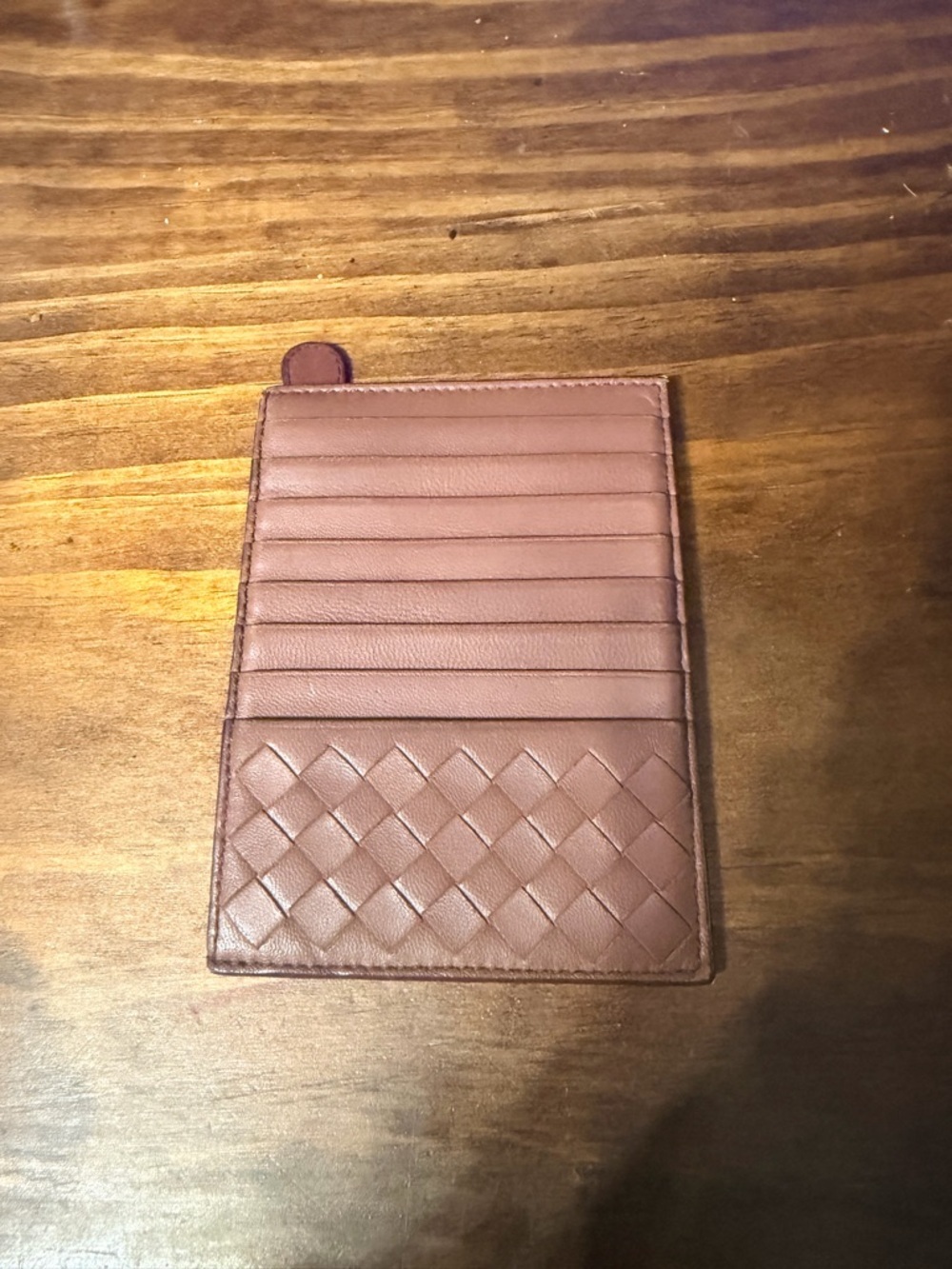 Bottega Veneta Brown Woven Leather Card Holder